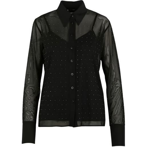 LIU JO camicia in tulle con pietre - nero