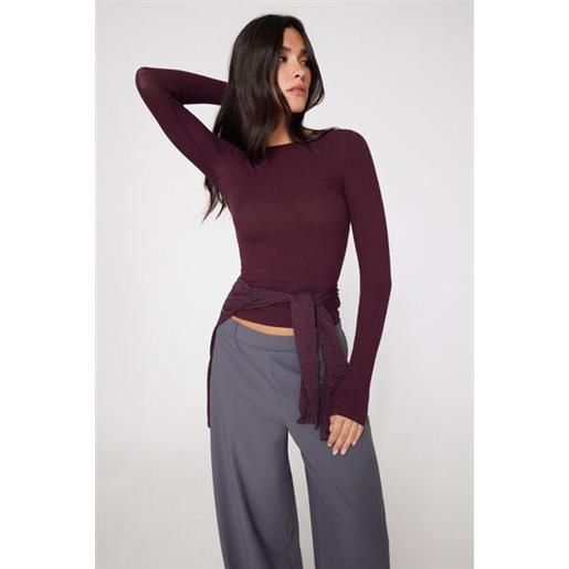Tezenis maglia maniche lunghe costine girocollo donna rosso