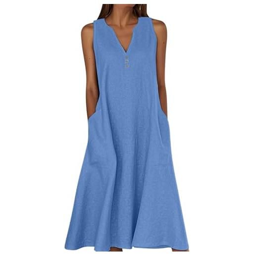 Chanpning maxi abiti estivi da donna in cotone e lino vestiti casual e allentati senza maniche e con scollo rotondo abito casual vestito linea a vestiti spiaggia abito camicione elegante taglie forti
