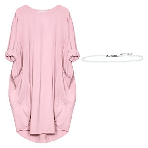 aromm abito da camicie donna scollo tondo sciolta pianura casual taglia grossa midi vestito con tasche