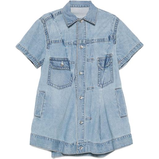 sacai chemisier corto denim - blu