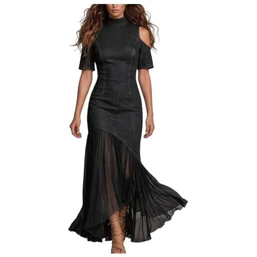 Generisch abito in jeans da donna, elegante, per feste, matrimoni, da sera, estivi, stile classico, vintage, in tulle, sexy, da cocktail, slim fit