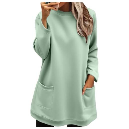 Générique sweet femme sans cappuccio - felpa oversize donna girocollo top con due tasche top tempo libero felpa tinta unita primavera autunno pullover