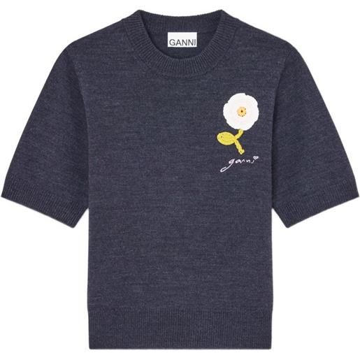 GANNI t-shirt a fiori - blu