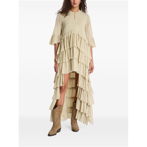 AllSaints abito cavarly asimmetrico con ruches - verde