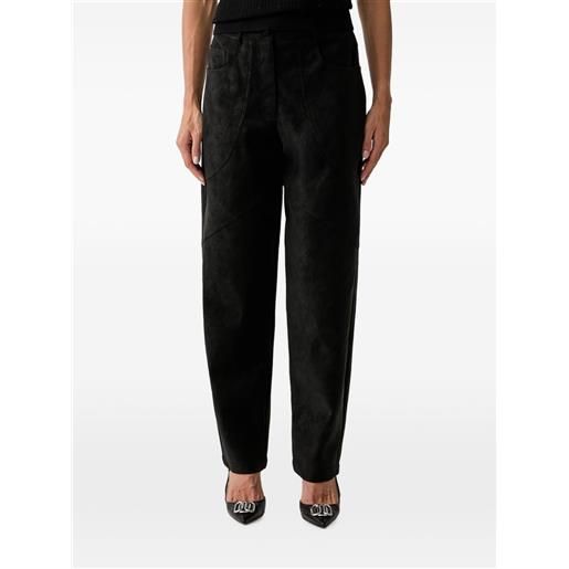 LIU JO pantaloni con effetto pelle scamosciata - nero