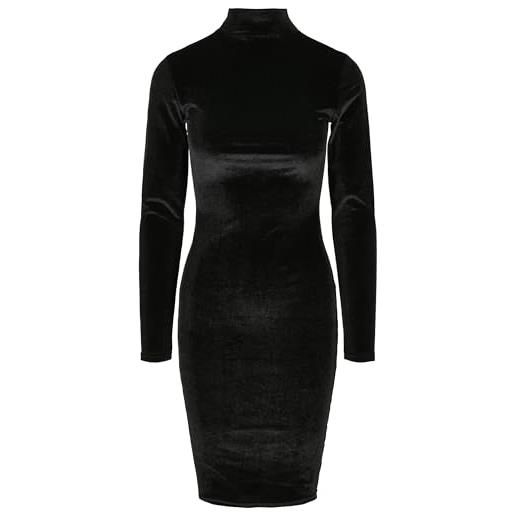 Urban Classics ladies velvet turtleneck dress donna miniabito nero