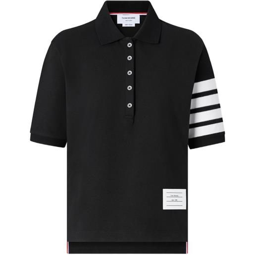 Thom Browne polo in piqué con dettaglio a 4 righe - nero