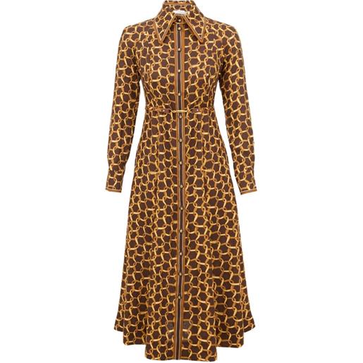 ZIMMERMANN abito midi con stampa - marrone