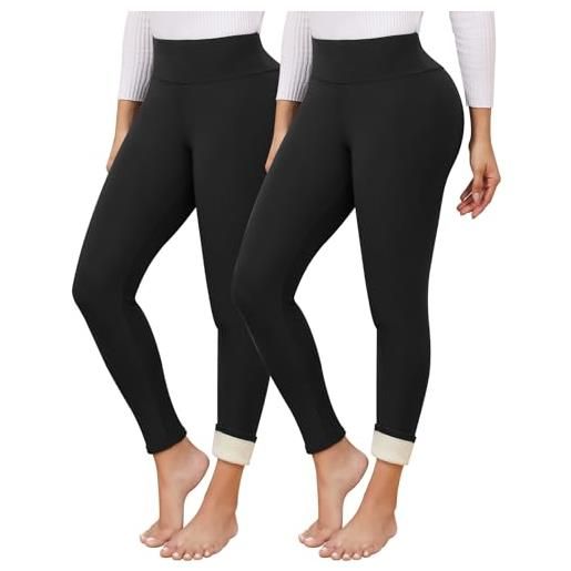Vorvowry leggins invernali donna termici ispessito felpati foderati leggins morbidi caldi vita alta eleganti pantaloni collant per inverno
