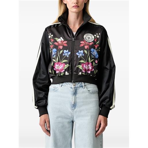 adidas x farm giacca crop con stampa a fiori - nero