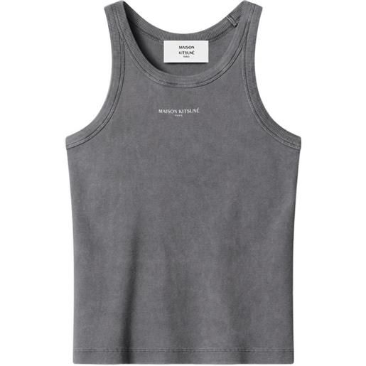 Maison Kitsuné canotta a coste con stampa - grigio