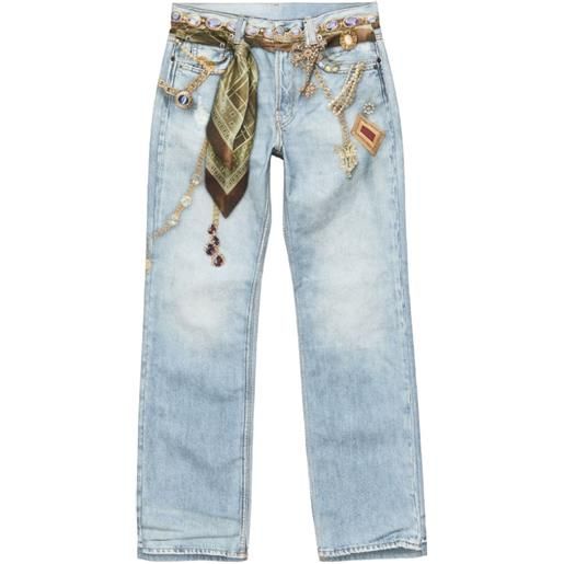 Acne Studios printed cotton canvas jeans - blu
