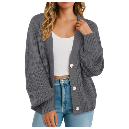 GRECERELLE cardigan da donna morbido a maniche lunghe, maglione da donna lavorato a maglia, con scollo a v, maglione oversize largo con bottoni, per donne, autunno, inverno, primavera