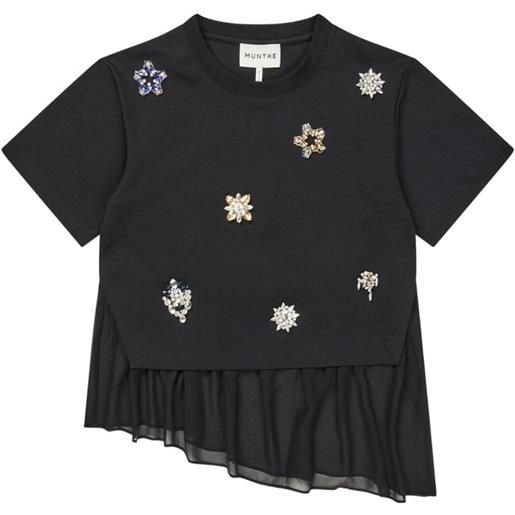 MUNTHE t-shirt vach a strati con cristalli - nero