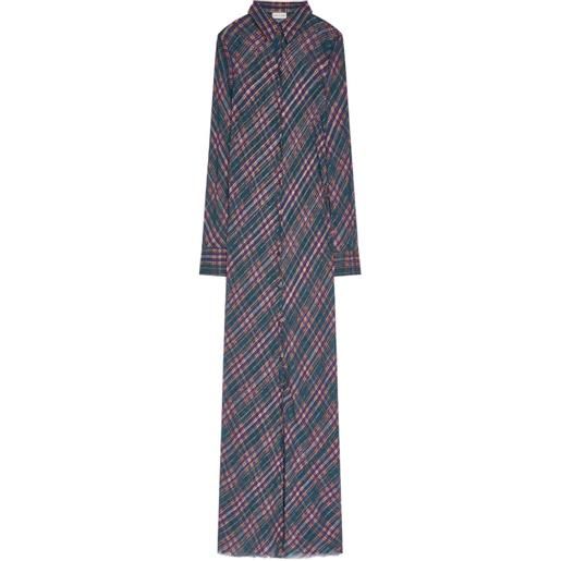 DRIES VAN NOTEN chemisier lungo in lurex - blu