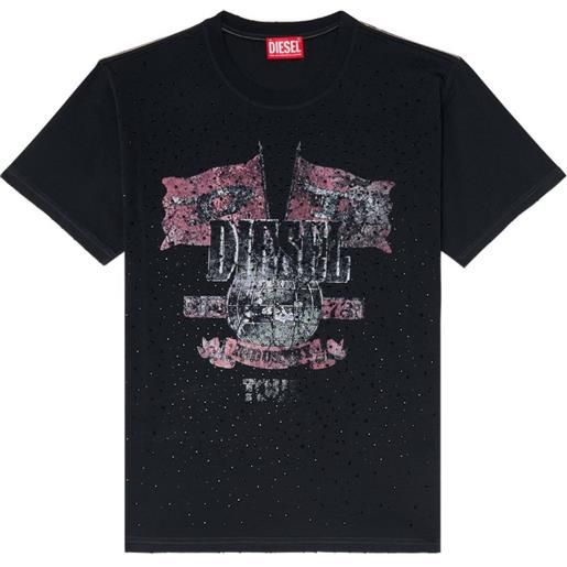 Diesel t-shirt t-marly con stampa grafica e decorazione - nero