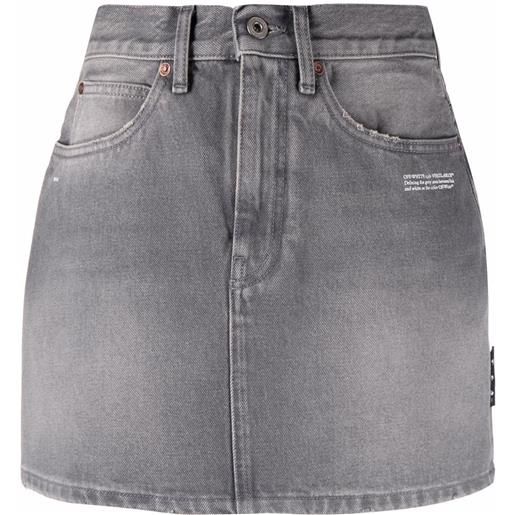 Off-White gonna denim con stampa - grigio