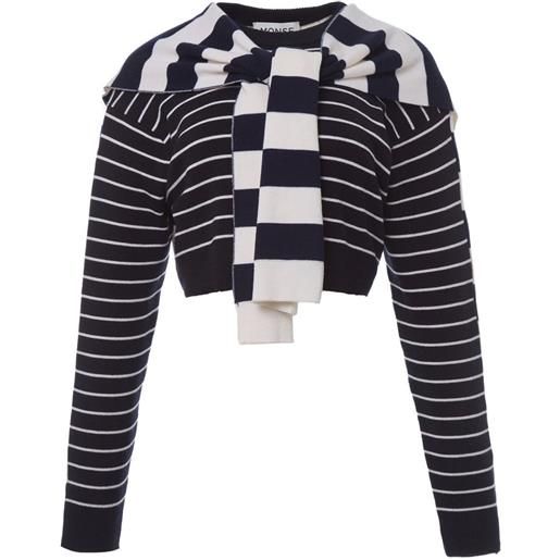 Monse maglione crop a righe - blu