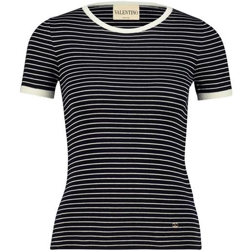 Valentino Garavani t-shirt vlogo signature a righe - blu