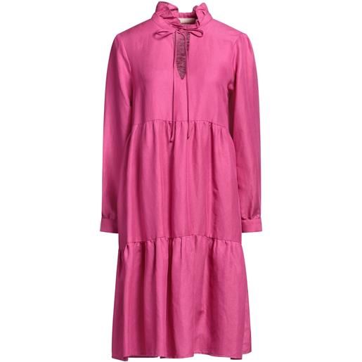 120% LINO - vestito midi - fucsia