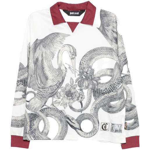 Just Cavalli t-shirt con stampa grafica e maniche lunghe - bianco