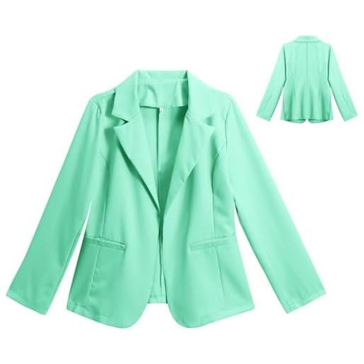 YYNUDA blazer, giacca da donna leggera, da lavoro, elegante, maniche a 3/4, business, casual, tinta unita, con orlo arrotondato, giacca per feste e matrimoni