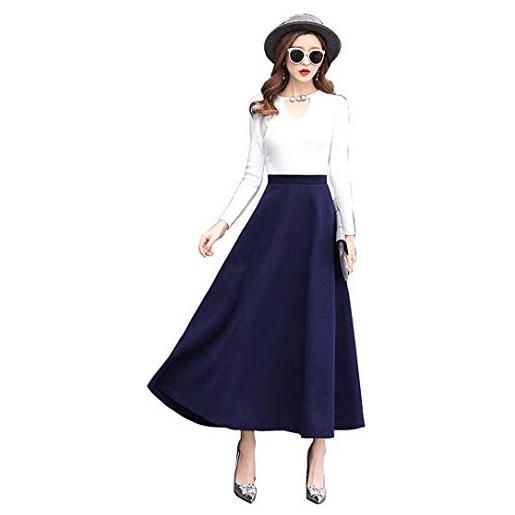 Artykey gonna lunga invernale donna elegante scozzese lana vita alta con tasche | 20 colori gonna donna con tasche, fodera morbida, vita elastica e zip. Perfetta per un look casual quotidiano. 