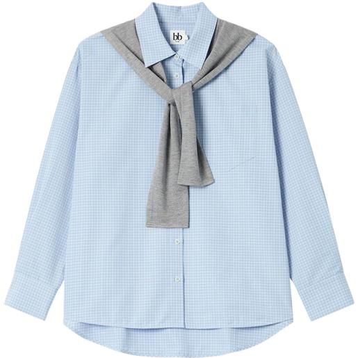 b+ab camicia a quadri con maglione sovrapposto - blu