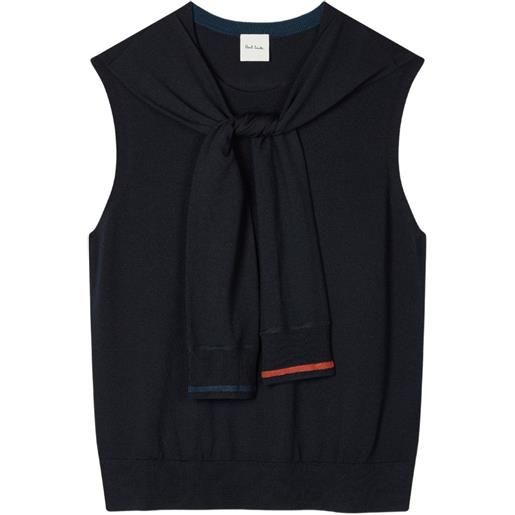 Paul Smith gilet in misto lana merino - blu