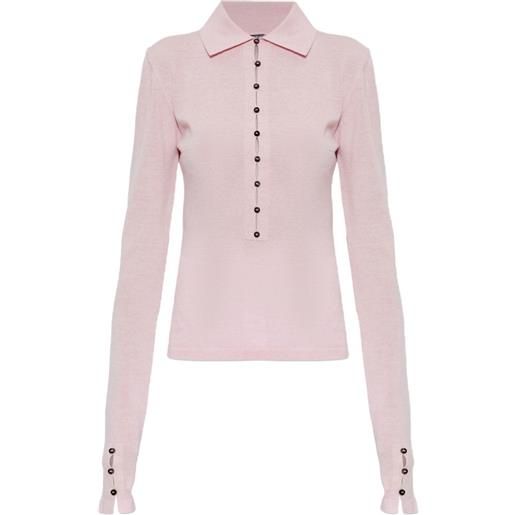 Jacquemus polo the merino a maniche lunghe - rosa