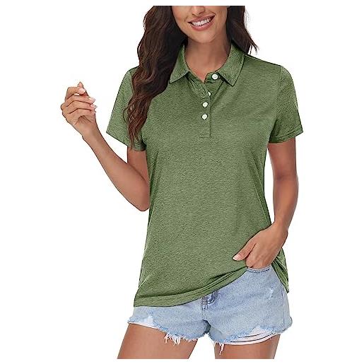MAGCOMSEN polo da donna ad asciugatura rapida, a maniche corte, da golf, tennis, traspirante, per sport, lavoro, magliette