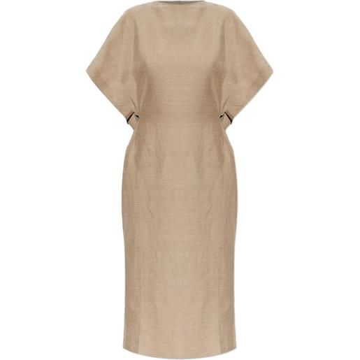 Jacquemus abito midi in lino con spacco posteriore - toni neutri