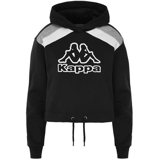 Kappa felpa con cappuccio logo catto nera da donna