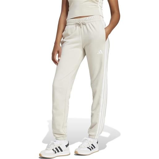 Adidas pantaloni in french terry 3-stripes wonalu/white da donna