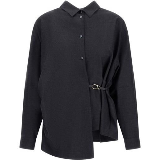 Herno camicia asimmetrica in misto lana - grigio