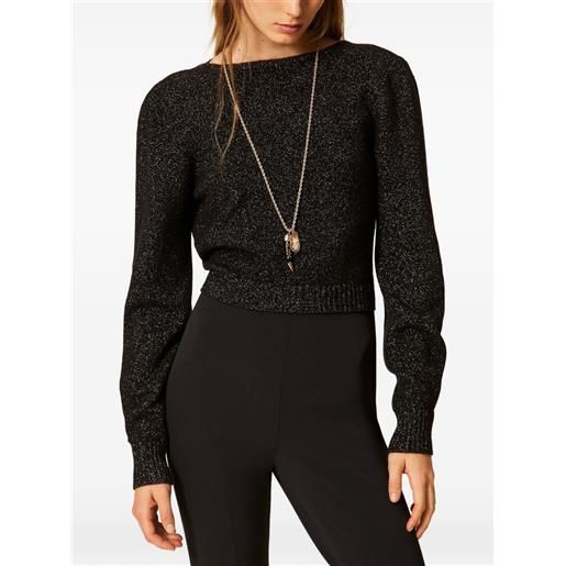 TWINSET maglione dual-use in misto lana e lurex - nero