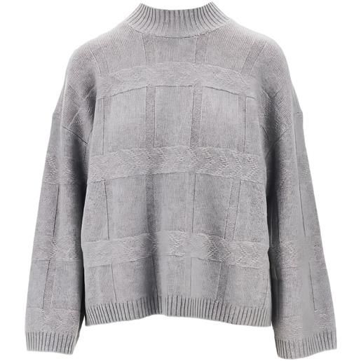 Emporio Armani maglione con collo rialzato e motivo a griglia - grigio