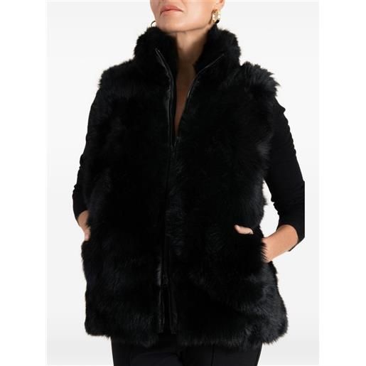 Susan Bender gilet in shearling con scollo a imbuto - nero