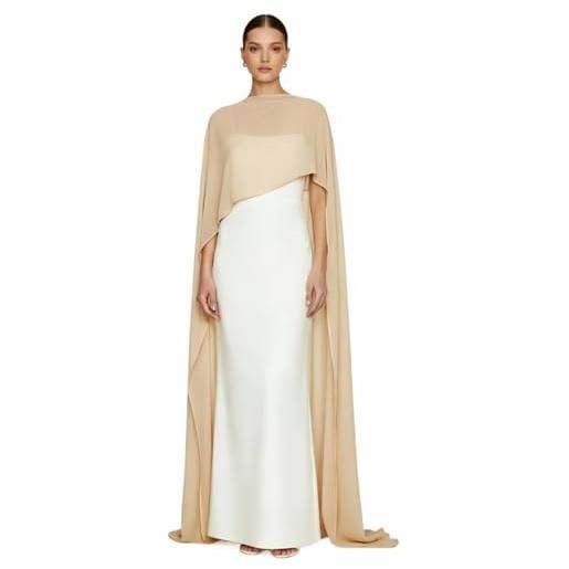 OZLCUA mantella lunga in chiffon da donna, poncho alto e basso, scialle in rete trasparente for abito sera, copricostume sposa