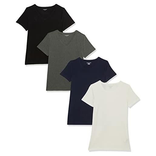 Amazon Essentials t-shirt girocollo a maniche corte da donna in cotone, vestibilità regolare, confezione multipla
