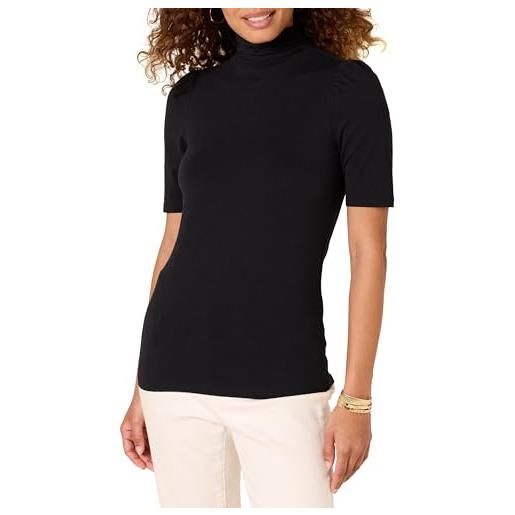 Amazon Essentials dolcevita drappeggiato in cotone modal con maniche a sbuffo donna