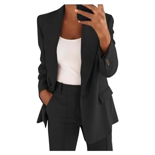 Generico completo tailleur donna eleganti curvy pantaloni e giacca da cerimonia blazer a maniche lunghe due pezzi suit ufficio e lavoro abbigliamento casual e tailleur elegante blazer aperta sul davanti