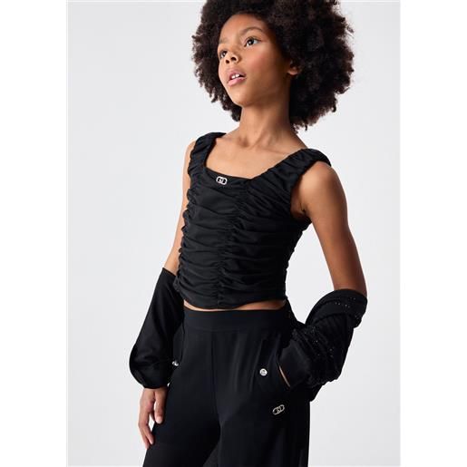 Liu jo top in jersey drappeggiato, nero
