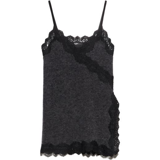 BIMBA Y LOLA top in mohair e pizzo - grigio