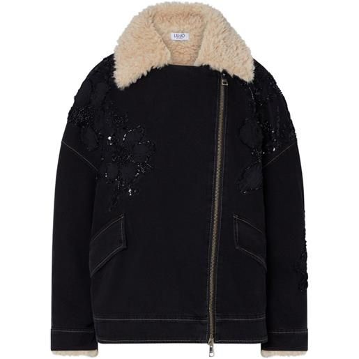 LIU JO giacca denim con inserti - nero