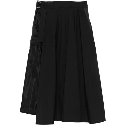sacai gonna midi cargo con cintura - nero