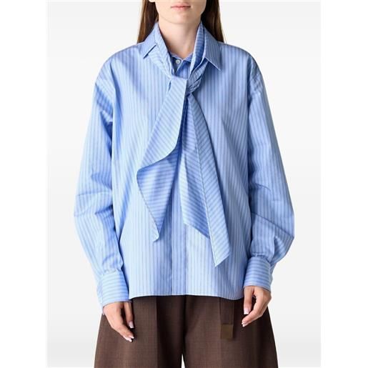 sacai camicia a righe con fiocco - blu