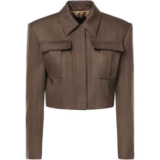 DONDUP giacca crop con tasche - marrone