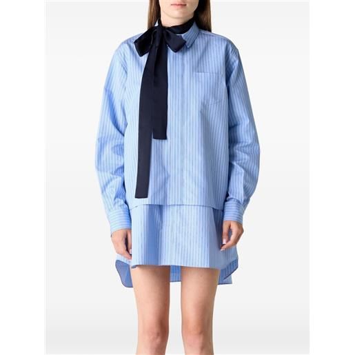 sacai chemisier corto in popeline a righe - blu